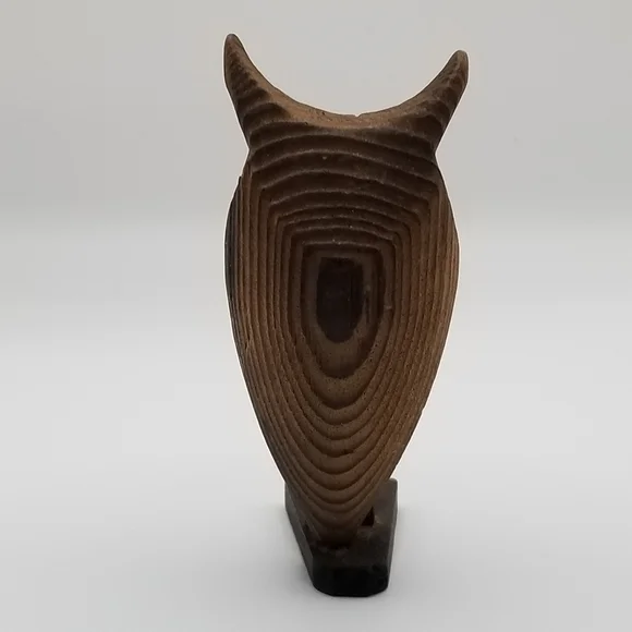 Vintage Owl Collection Otagiri Stoneware Bronze Pair Cryptomeria Wood Figurine - Picture 10 of 16